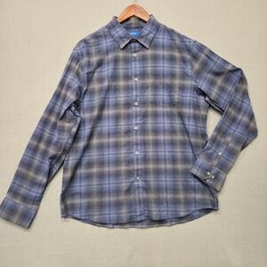 Apt 9 Men's Premier Flex Blue Plaid Long Sleeve Button Up Shirt Size XL
